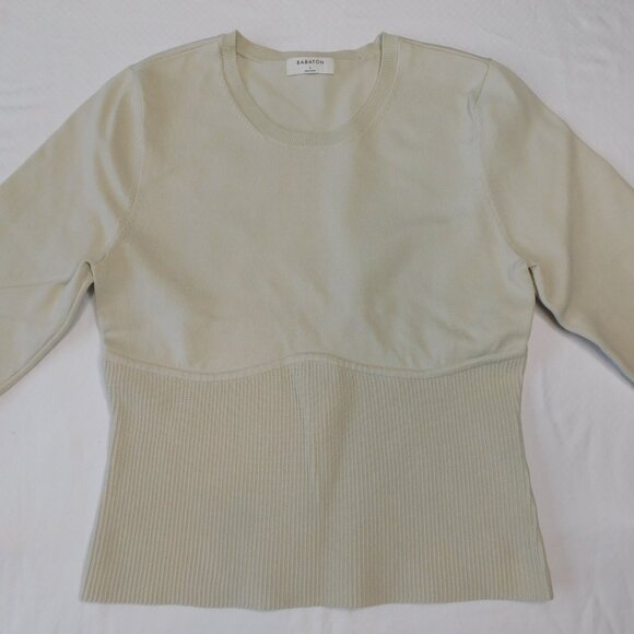 Aritzia Babaton Sculpt Knit Empire Longsleeve | Matte Pearl | Bodycon | EUC | L - Picture 2 of 9